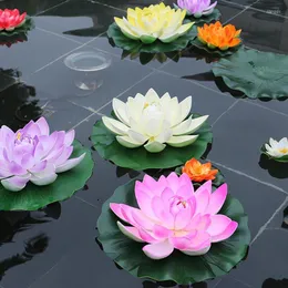 Dekoratif çiçekler lotus yapay zambak yüzen su çiçek pedler Bitkiler için gölet bitki havuzları dekor sahte simülasyon havuz akvaryumu