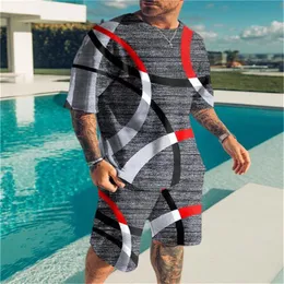 3D Tracksuits digital color printing casual men's short T beach pants set summer loose shorts
