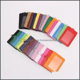 Business Card Files Pu Leather Material Card Sleeve Sets Id Badge Case Clear Bank Credit Holder School Student Office Drop Delivery 2 Dhjfo