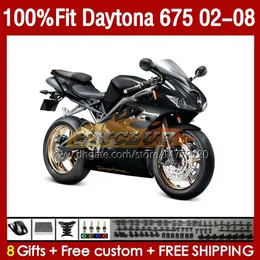 Daytona-675の注射フェアリング02-08 Daytona 675 R 675R 02 03 03 05 06 08 BODYWORK 148NO.45 Daytona675 2002 2003 2004 2005 2006 2007 2008 OEMボディキットブラックグレー