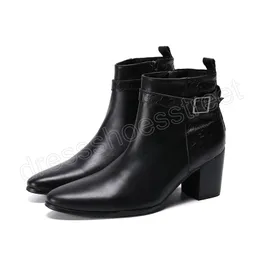 Botas de salto alto de couro genu￭no