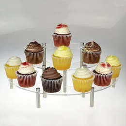 Abastecimento festivo Arylic 3 camadas Bolo Stand Dissert Durável Cupcake Display Serving Platter Rack para Bakery de Festa de Aniversário de Casamento