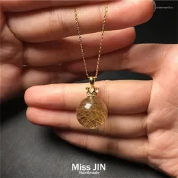 Pendant Necklaces Miss JIN Natural Golden Hair Crystal Transshipment Ball Necklace