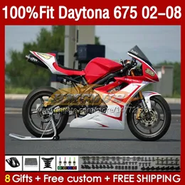 Injektionsmögelmässor för Daytona 675 675R 02 03 04 05 06 07 08 BODYS 148NO.34 DAYTONA675 DAYTONA 675 R 2002 2003 2004 2005 2006 2007 2008 OEM FAIRING KIT RED GLOSSY