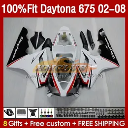 Wtryskowe owiewki formy dla Daytona 675 675r 02 03 04 05 06 07 08 Bodys 148NO.12 Daytona675 Daytona 675 R 2002 2003 2004 2005 2006 2007 2008 Zestaw OEM White Blosy