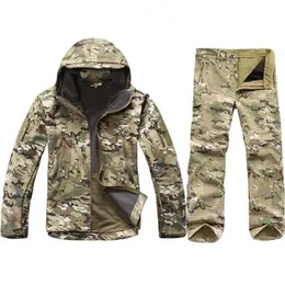Mensjackor Tad Gear Tactical Softshell Camouflage Jacket Set Men Army Windbreaker Waterproof Hunting Clothes Camo Military Jacket and Pants 220830