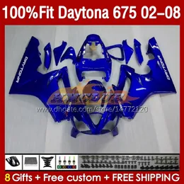 Injection mold Fairings For Daytona 675 675R 02 03 04 05 06 07 08 Bodys 148No.8 Daytona675 Daytona 675 R 2002 2003 2004 2005 2006 2007 2008 OEM Fairing Kit blue factory