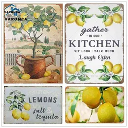 Metal Painting Retro Sign Lemon Fruit Plate Metal Posters Vintage Home Shabby Tin Sign Wall Plaques Living Room Kitchen Home Decor T220829