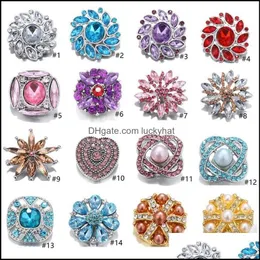 Clasps السنانير noosa الزنجبيل snap colorf crystal زهرة القلب قطع diy 18 مم أزرار السوار قلادة المجوهر