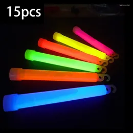 Decoraci￳n de fiestas 15pcs Sticks Glow 6 '' Ultra Bright Stick Military Camping Luces de emergencia Fluorescent Glowstick para