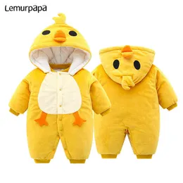 Rompers anime bebek kıyafetleri romper onesie tiger ördek doraemon yumuşak sıcak ropa de bebe bebek tulumlar yenidoğan çocuklar 0-3y kostüm t220829