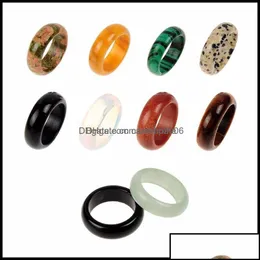 حلقة Solitaire حلقة Solitaire خاتم المجوهرات عشوائي مختلط 8 مم الحجر الطبيعي Opal turquoises أسود Onyx نمر العين sodalit