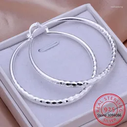 أقراط Hoop Real 925 Sterling Silver Hip Hop Round للنساء دائرة كبيرة 5.1 سم ثقب الموردين القطرات