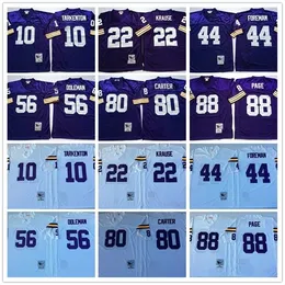 Jersey Vintage Minnesota #10 Fran Tarkenton Viking 22 Paul Krause 44 Chuck Foreman 56 Chris Doleman 80 Carter 93 Randle 28 Peterson Mens Jerseys