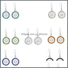 Dangle Chandelier Noosa Metal Crystal Snap Sier Plated Round Womens Trendy 7 Colors Drop Earrings 12Mm Button Vintage Jewelry Deliver Dhzls