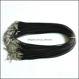 Chains 100Pcs/Lot Black Wax Leather Rope Cord Necklace 45Cm Chain Lobster Clasp Diy Jewelry Accessories Drop Delivery 2021 Findings C Dhyja