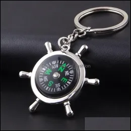 Schlüsselanhänger Nautischer Helm Kompass Schlüsselanhänger für Auto Mode Schlüsselanhänger Ringe Legierung Hang Charms Neuheit Großhandel Kreativ Mti- Mjfashion Dhnoz