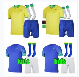 Kit per bambini adulti 2022 2023 maglia calcistica camiseta de futbol paqueta brasilias neres coutinho camicia da calcio Jesus Marcelo Pele Casemiro Brasil 22 23 Maillots Football