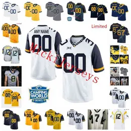 American College Football Wear American College Football Wear NCAA W V U Custom Stitched football Jersey 24 Tony Mathis Jr. 52 Jalen Thornton 95 Jefferson 13 Sam James