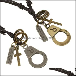 Anhänger Halsketten Großhandel Modeschmuck Löffel Legierung Halskette Herren Persönlichkeit Leder Seil Schlüsselbein Casual Vintage Punk N0052 194 Dhgiu