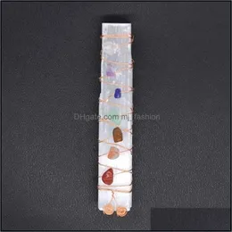 Cristallo di rocca Quarzo Sette Chakra Cristallo di rocca Quarzo Guarigione Cristalli Pietre Selenite Bastone Bacchetta Per Yoga Meditazione Spirito Mjfashion Dh9Bo