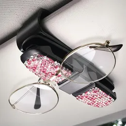 Acessórios de interiores Crystal Diamond Car Vicults Clipe Sun Visor Suporte Bill Glasses Sun SunSestone para mulheres