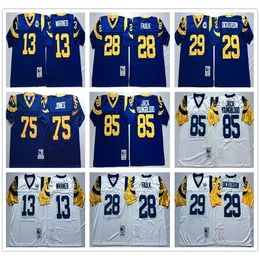 Vintage St. Louis # 29 Eric Dickerson Jersey Ram 28 Marshall Faulk 85 Jack Youngblood 13 Kurt Warner 75 Deacon Jones Mens Stitched Jerseys