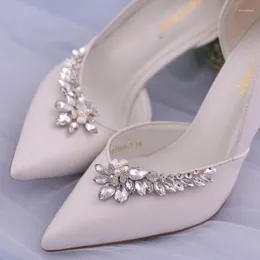 Conjuntos de enlace de manguito TopQueen X35 Decoraci￳n de calzado de vidrio elegante Mujeres Farmonte de la tobilla Clip de cristal Accesorios de boda 2 piezas