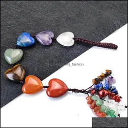 Pendant Necklaces Braided Heart Chakra Reiki Crystals Healing Stone Pendant Seven Chakras Energy Ncing Polished Hand Pie Dhseller2010 Dh1Ab