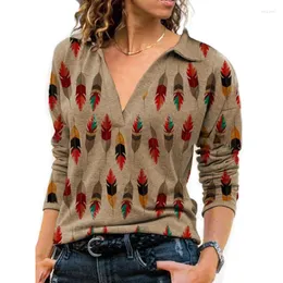 Женские блузки элегантная печать женская блузка 2022 мода с длинными рукавами с длинными рукавами. Пуловая пуловая рубашка повседневная леди офис