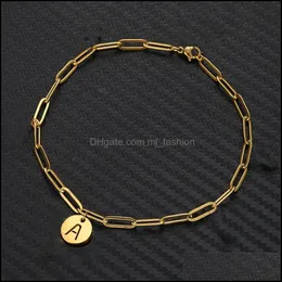 Link Chain Clip Chain Initial Bracelet Stainless Steel Gold Plated Blue Eye Charm Bracelets Bangles For Women 2939 Q2 Drop Mjfashion Dho8C