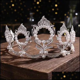 Hårklämmor Barrettes Hårklipp Barrettes Bridal Crown Headwear Luxury Alloy Rhinestones Inlagd pannband för kvinnlig DHSeller2010 DHLJV