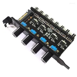 PC 8 -kanaler Fan Hub 4 Knob Cooling Speed ​​Controller för CPU Case HDD VGA PWM PCI Bracket Power med 12V Control