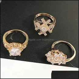 With Side Stones Sier Gold Ring Colorf Rhinestone Fashion Bling Crystal High Quality Korean Jewelry Wholesales Drop Delivery 2021 Bdeh Dh9My