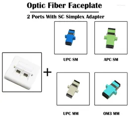 광섬유 장비 20 조각 1 Port SC Simplex 페이스 플레이트 UPC/APC 어댑터 SM 단일 모드 MM 멀티 이더넷 FTTD