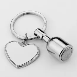 Sublimation Metal Silver Blank Keychain Creative Gifts Heat Transfer Love Magnet Tag Keychain DIY Customized Pendant Keyring B6