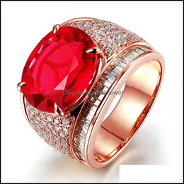 Band Rings Luxury Ruby Ring For Women Geometry Classic Sier Jewelry Large Gemstones Rings Drop Delivery 2021 Vipjewel Dhjbe