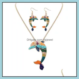 Brincos colar de colar bonito conjunto de jóias de jóias para o esmalte para as mulheres Sier Plated Drop entrega 2021 Vipjewel DH8TU
