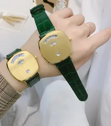 핫 럭셔리 여성 남성 쿼츠 시계 그립 디자인 진짜 가죽 사인 로고 시계 시간 시간 데이트 손목 수컷 38mm 35mm.