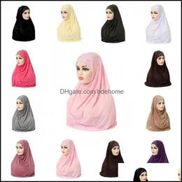 Hijabs muslimska kvinnor flickor hijab islamisk halsduk en bit mode fast f￤rg mjuk huvudduk arabisk headwrap strass 1867 t2 drop de dhw2a