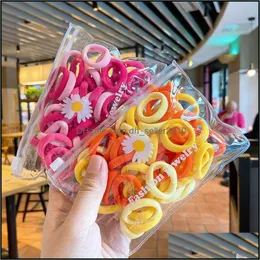 Hair Rubber Bands 50Pcs/Bag Children Cute Candy Cartoon Solid Elastic Hair Bands Girls Lovely Srunchies Rubber Kid Acces Dhseller2010 Dhycd