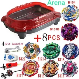 Spinning Top Beyblade Burst Turbo Slingshock Rail Rush Battle Set Game En full uppsättning av sprängningsarenor Battle Tops and Launchers 220830