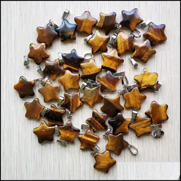 Encantos Tigers Eye Five Point Star Shape Charms Pingents for Diy Jewelry Making Wholesale Drop Drop Deliver