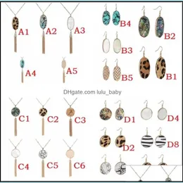 Charm Leopard Print Abalone Shell Turquoise Necklace Geometric Charms Hexagon Round örhänge Charm Dangle örhängen smycken för kvinnor D DHXNF