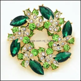 Pins Brooches 2 Inch Gold Plated Green And Lime Rhinestone Crystal Wreath Flower Brooch C3 Drop Delivery 2021 Jewelry Mjfashion Dh8Nb