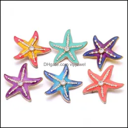 Clasps السنانير اللوحة المشعة ألوان Clasp Chinestone Gadget Starfish 18mm سحر زر Snap for Snaps DIY المجوهرات FIN DHSELLER2010 DHW9Q