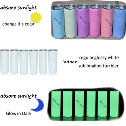 Two Functions 20oz Sublimation Tumbler Glow in the dark UV Color Chang shimmer Small Pack US warehouse