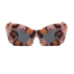 Solglasögon mode leopard mjuk päls sammet solglasögon kvinnor punk katt ögon solglasögon damer nyanser handgjorda glasögon ro400 gafas de sol t220831