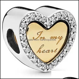 Takılar Yeni Varış% 100 925 Sterling Sier My Heart My Heart Split Charm Fit Orijinal Avrupa Bilezik Moda Mücevher Aksesuarları 769 DROP DHRC3