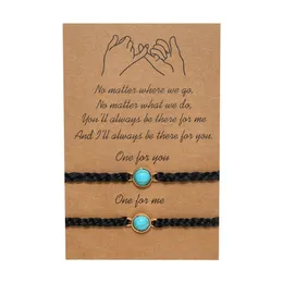 Friendship Card Bracelet European&American Simple Creative Alloy Inlaid Natural Stone Woven Bracelets Lovers Bracelets